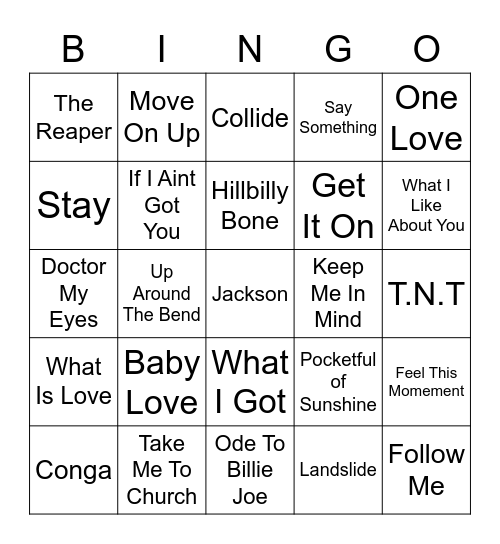 Music Bingo 41 Bingo Card