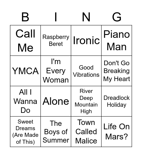 DISCO BINGO 2 Bingo Card