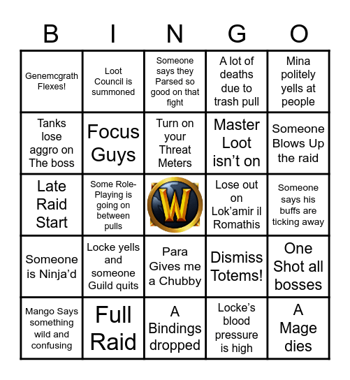 DISORDER RAID BINGO Card