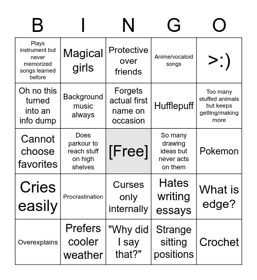 Kiy Bingo Card