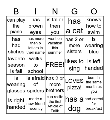 Find Someone Who... Bingo Card
