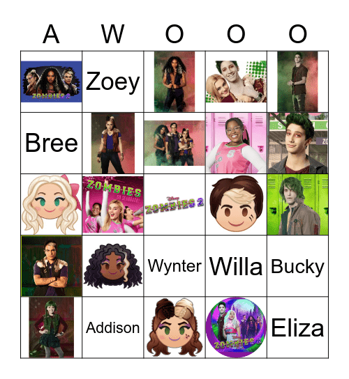 Disney Zombies 2 Bingo Card