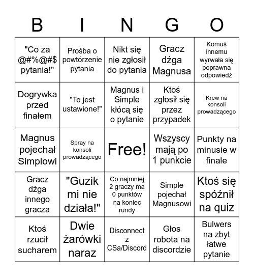 Wielki Quiz Magnusa Bingo Card