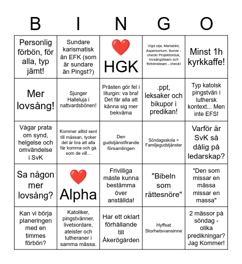 Passar du i Kummelby? Bingo Card
