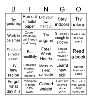 EAW Bingo Card