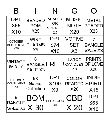 OCTOBER BINGO WEEK ONE!!! Bingo Card