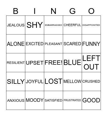 TODAY I FEEL BINGO Card