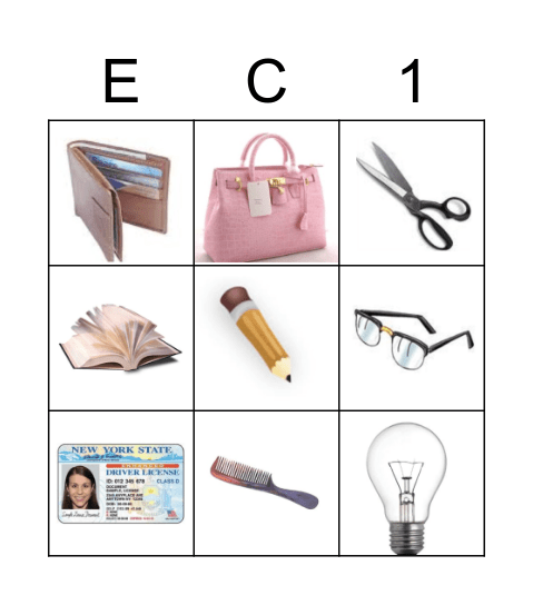 Everyday Common Items Bingo Card