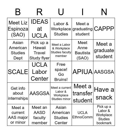 Open House BINGO Card