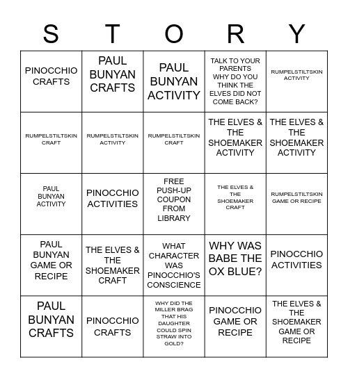 SUMMER READING PROGRAM IMAGINE YOUR STORY Bingo Card