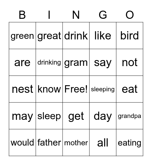 Graduation Bingo Card