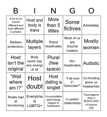 Evergreen System Bingo Card