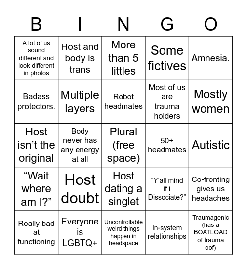 Evergreen System Bingo Card