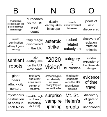 2020 disaster bingo card Bingo Card