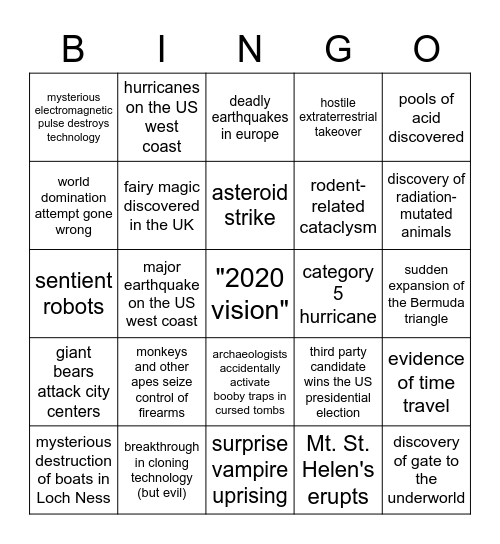 2020 disaster bingo card Bingo Card