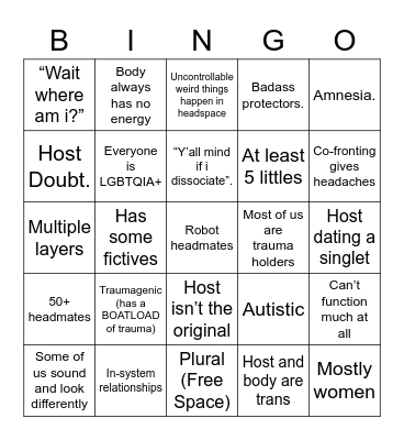 Evergreen System Bingo Card