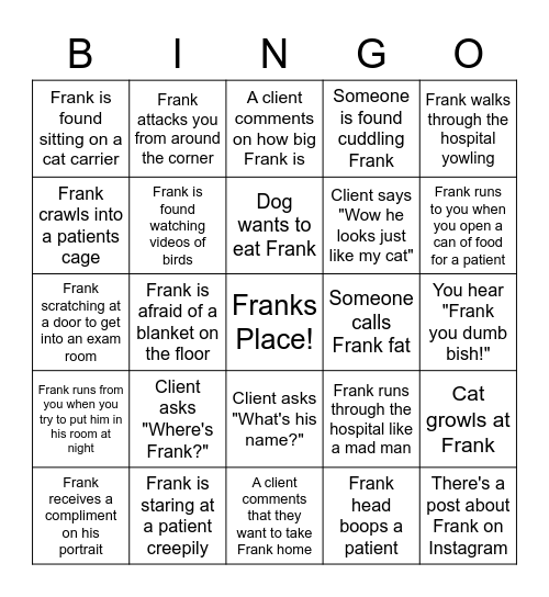 Frank Bingo Card