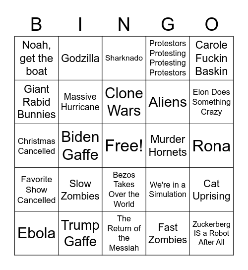 Bingo Oh No 2020 Edition Bingo Card