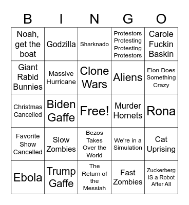 Bingo Oh No 2020 Edition Bingo Card