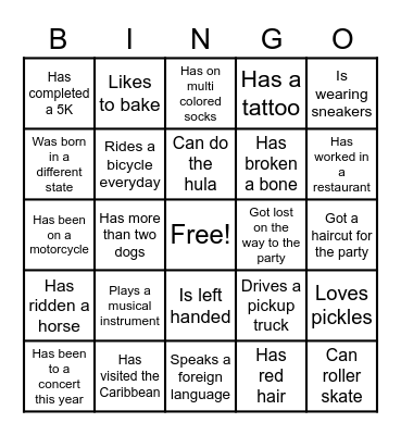 Find the Graduation Party Guest Who... Bingo Card
