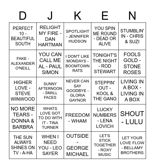 THE BIRD FLANAGAN Bingo Card