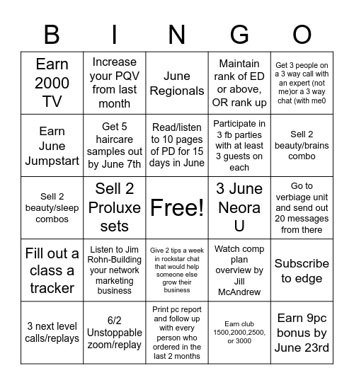 June Bingo! Bingo Card