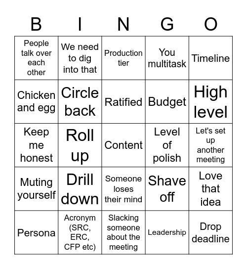 Meeting Bingo! Bingo Card