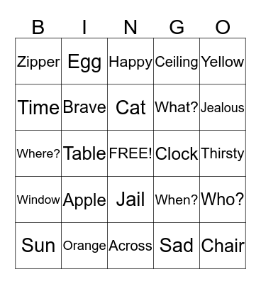 ASL BINGO Card