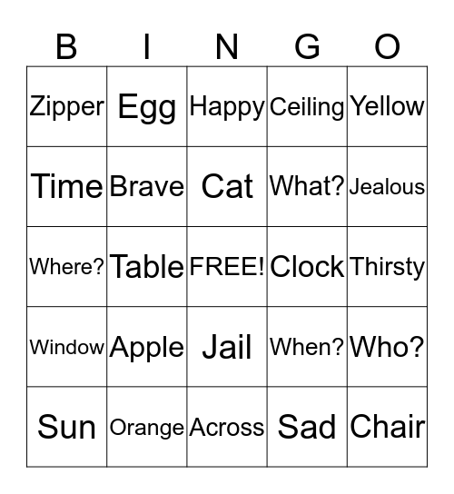 ASL BINGO Card