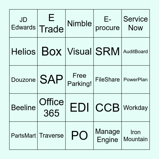 Accell's Excellent Applications Bingo Card