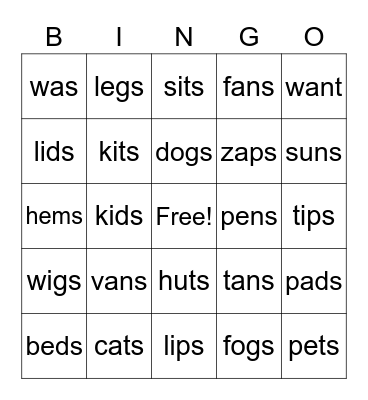 Noisy/Quiet S Bingo Card