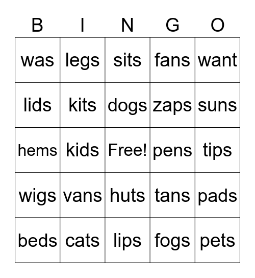 Noisy/Quiet S Bingo Card