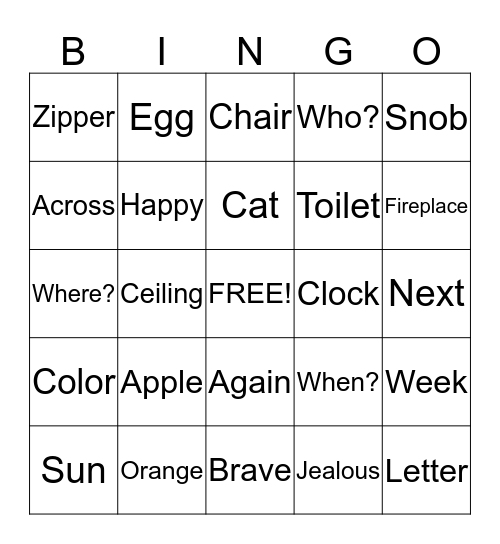 ASL BINGO Card