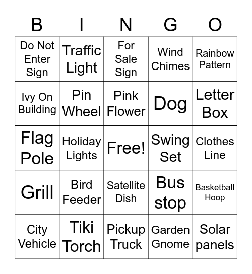 Scout Walk Bingo Card