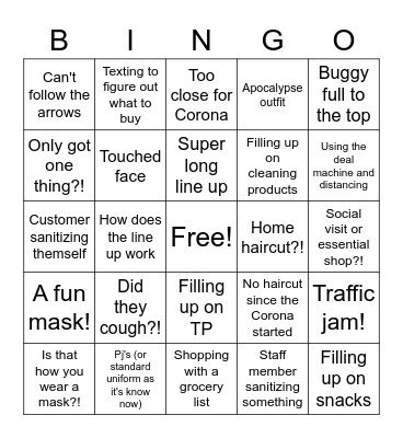 Upstairs Bingo - Covid 19 Bingo Card