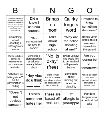 Jena GTA Voice Call Bingo Card