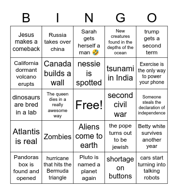 Apocalypse Bingo Card