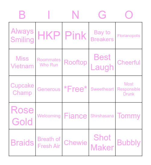 Kim's Bach Bingo Card