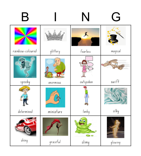 Character Adjectives Bingo Card