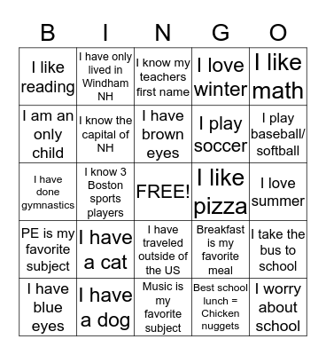 Who Am I Bingo  Bingo Card