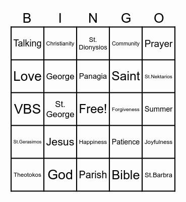VBS Maker Bingo Card