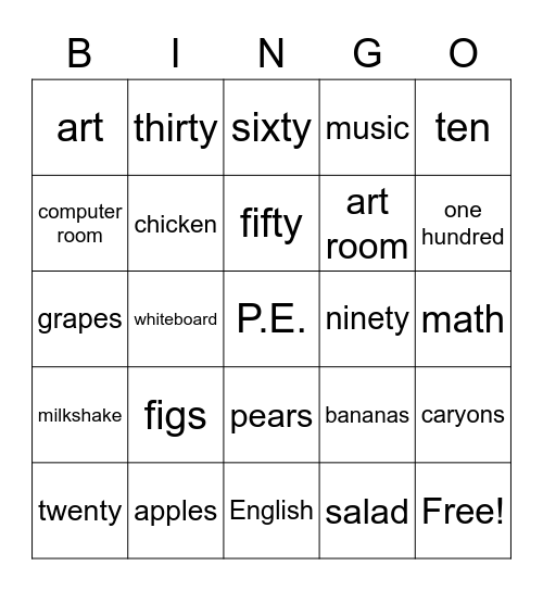 NAME: Bingo Card