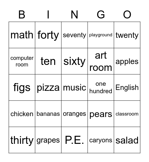 NAME: Bingo Card