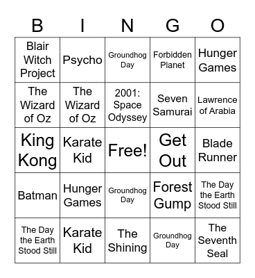 Home Movies Bingo Card