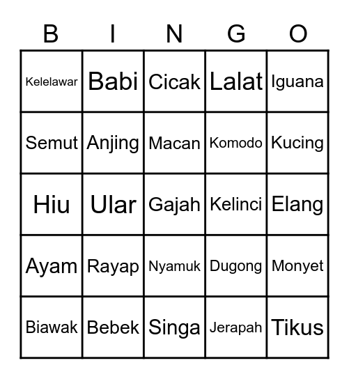 Bingu Bingo Card
