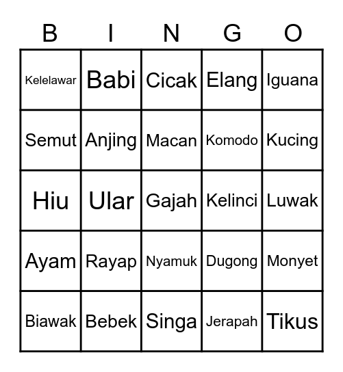 Bingu Bingo Card