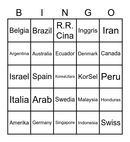 Bingu Bingo Card