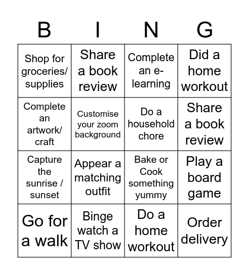 SG People Team Bingo Card