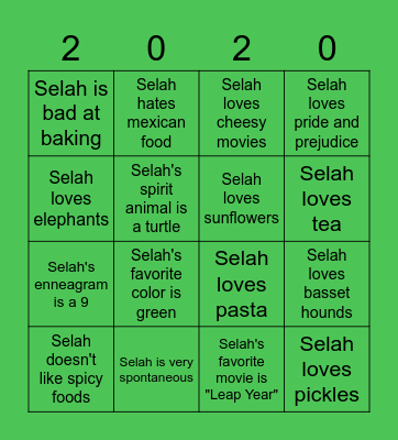 Selah's Grad Bingo Card