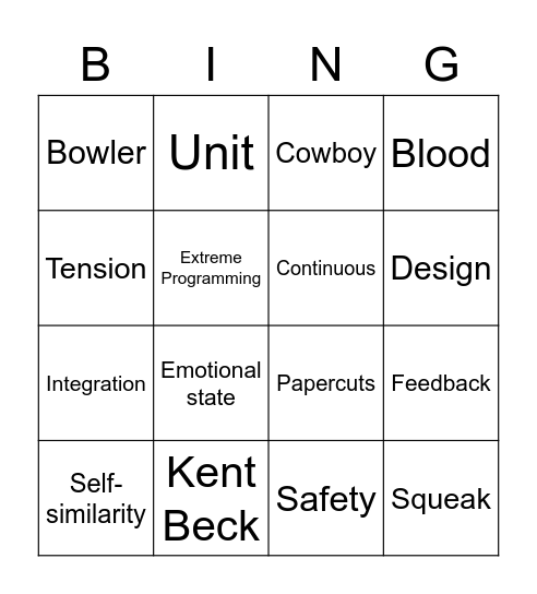 Test Driven Development Bingo Card